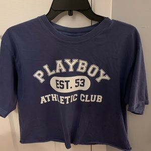 Playboy navy oversized cropped shirt